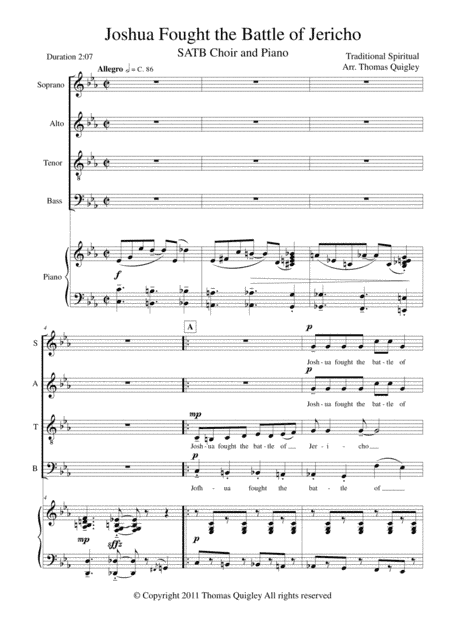 Joshua Fought the Battle of Jericho (arr. Thomas Quigley)
