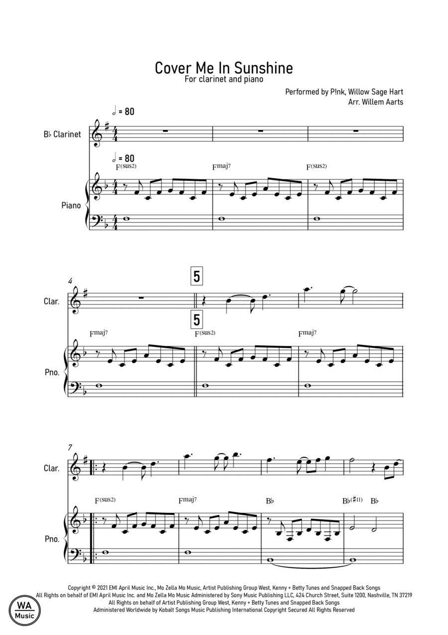 Cover Me In Sunshine (arr. Willem Aarts)