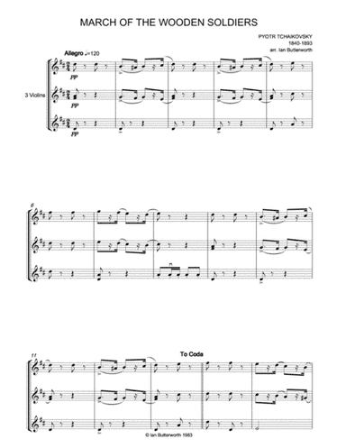 TCHAIKOVSKY March of the Wooden Soldiers (Album for the Young) for 3 violins (arr. Ian Butterworth)