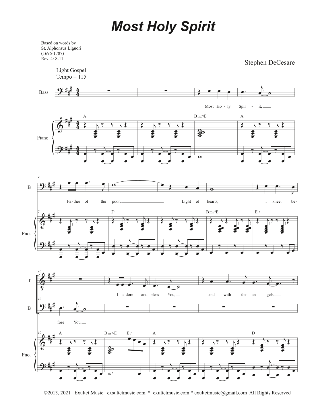 Most Holy Spirit (Duet for Tenor and Bass solo)