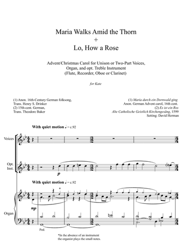 Maria Walks Amid the Thorn and Lo, How a Rose (arr. David Herman)