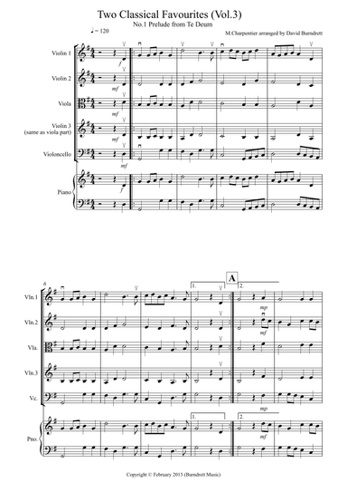 2 Classical Favourites for String Quartet (volume three) (arr. D.Burndrett)