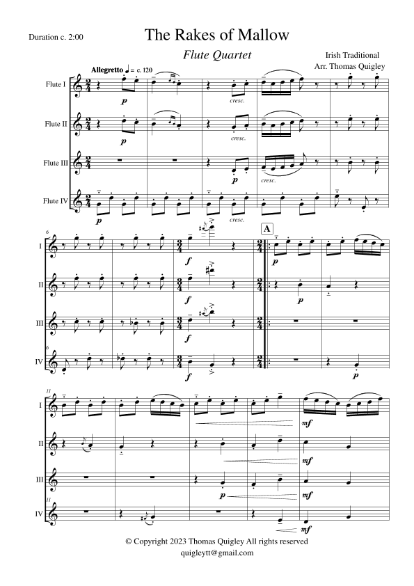 The Rakes of Mallow (arr. Thomas Quigley)