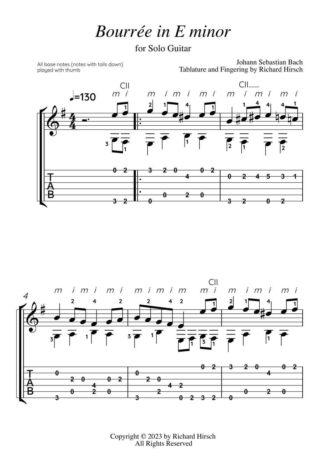 Bourrée in E MInor (arr. Richard Hirsch)