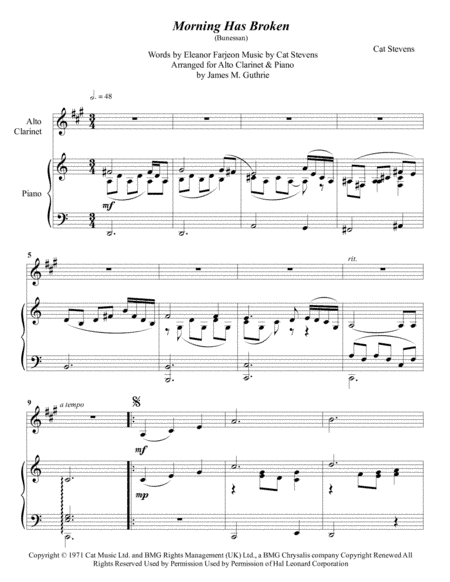 Morning Has Broken (arr. James M. Guthrie, ASCAP)