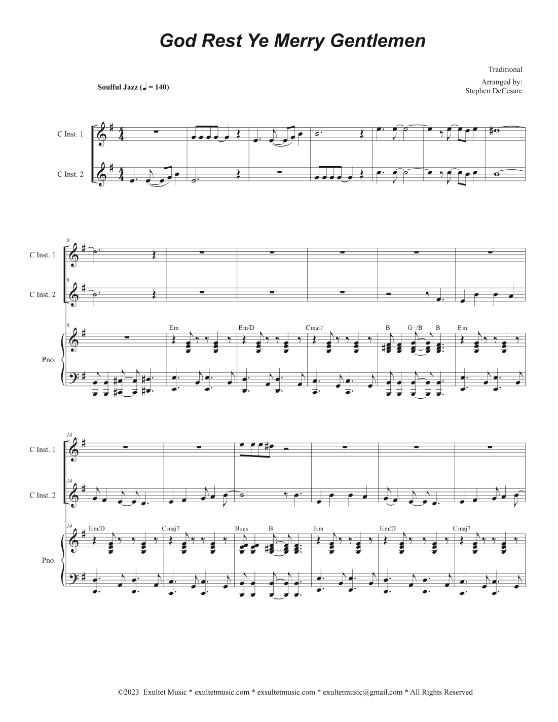 God Rest Ye Merry Gentlemen (Duet for C-Instruments) (arr. Stephen DeCesare)
