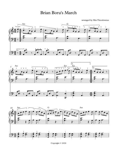 Brian Boru's March-Irish Traditional tune (arr. Mia Theodoratus)