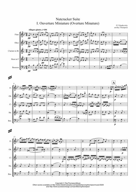 Tchaikovsky: Casse-Noisette:Nutcracker Suite Ouverture Miniature (Miniature Overture) - wind quintet (arr. Ray Thompson)
