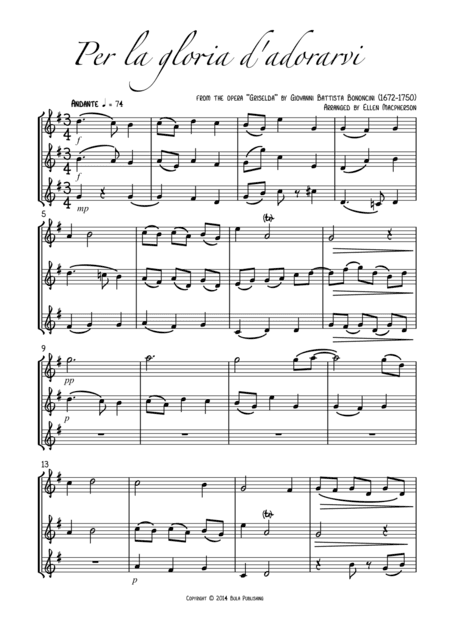 Flute Trio - Per la gloria d'adorarvi - from the opera "Griselda" (arr. Ellen Macpherson)