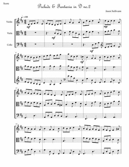 Prelude & Fantasia in D (no.2) for String Trio