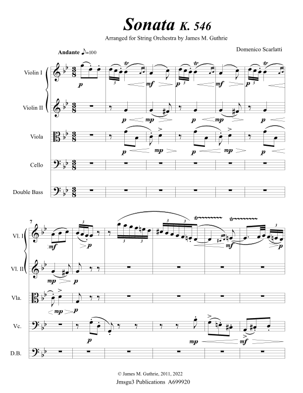Scarlatti: Sonata K546 for String Orchestra (arr. James M. Guthrie)