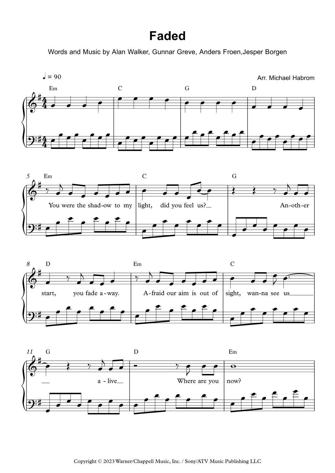 Faded (arr. Michael Habrom)
