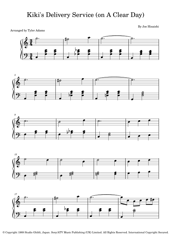 Kiki's Delivery Service (on A Clear Day) (arr. Tyler Adams)