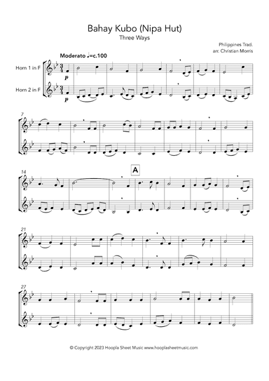 Bahay Kubo (Nipa Hut), Three Ways (arr. Christian Morris)