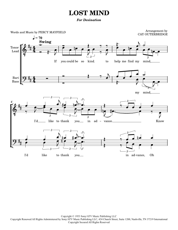 Lost Mind (arr. Cay Outerbridge)