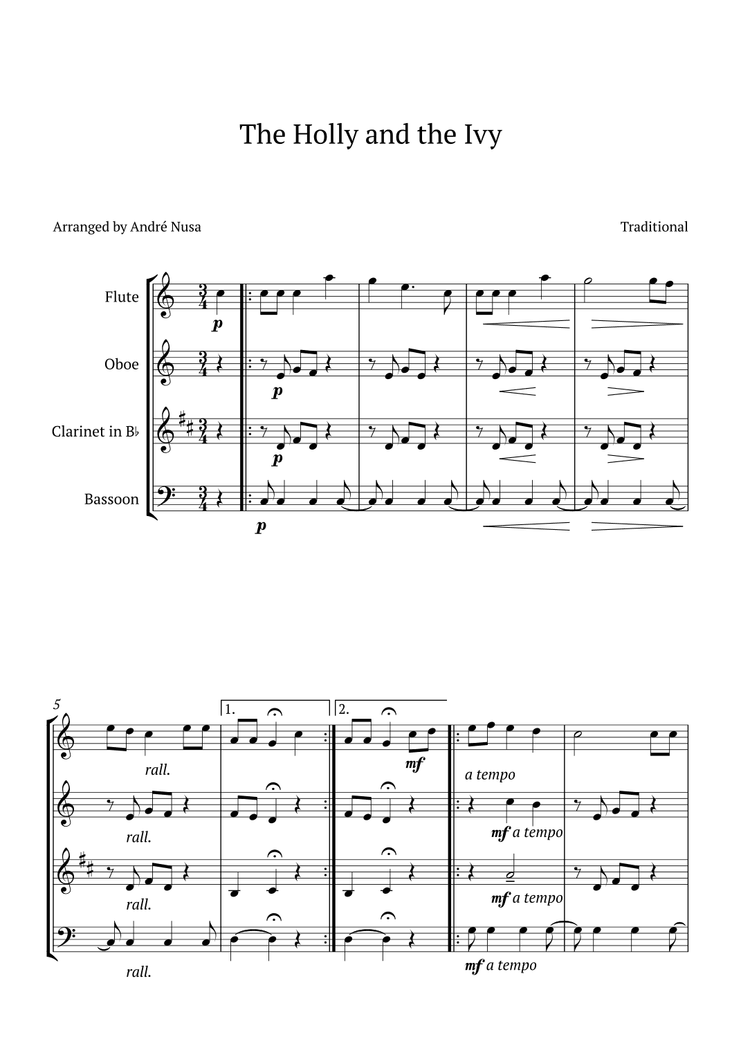 The Holly and the Ivy (arr. André Nusa)