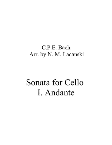 Cello Sonata in A Minor I. Andante (arr. Nick Lacanski)