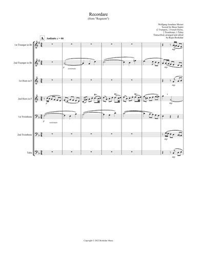 Recordare (from "Requiem") (F) (Brass Septet - 2 Trp, 2 Hrn, 2 Trb, 1 Tuba) (arr. Regis Bookshar)