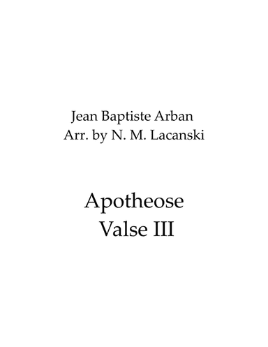 Apotheose Valse III (arr. Nick Lacanski)