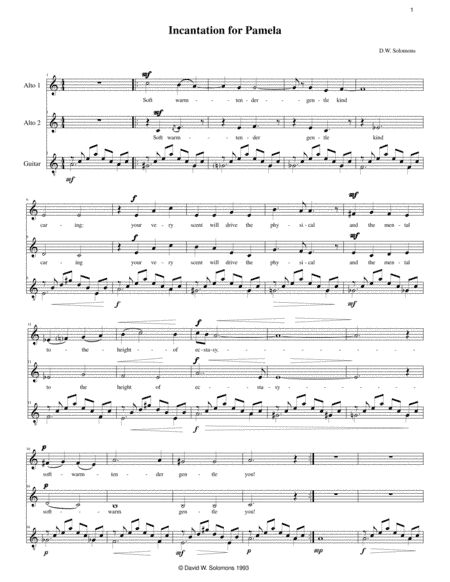 Incantation for Pamela for two voices and guitar