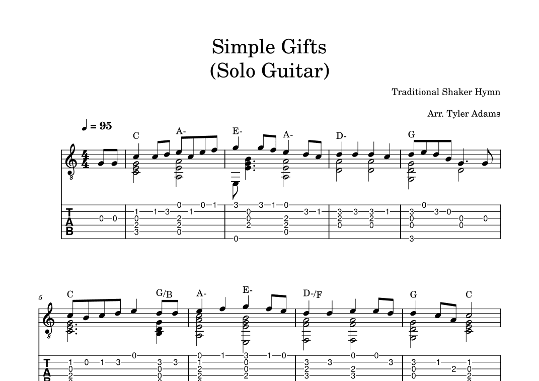 Simple Gifts (Solo Guitar) (arr. Tyler Adams)