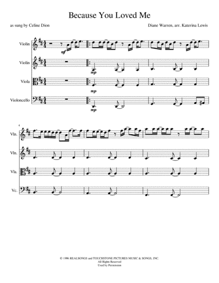 Because You Loved Me (arr. Katerina Anne Lewis)