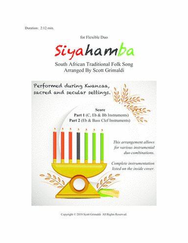 Siyahamba - for Flexible Duo (C, Eb, Bb & Bass Clef Instruments) (arr. Scott Grimaldi)