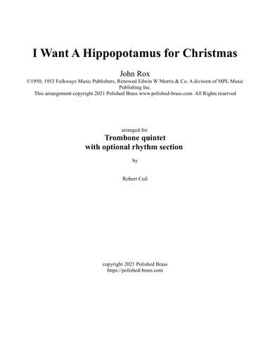 I Want A Hippopotamus For Christmas (Hippo The Hero) (arr. Bob Coil)