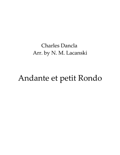 Andante et petit Rondo (arr. Nick Lacanski)
