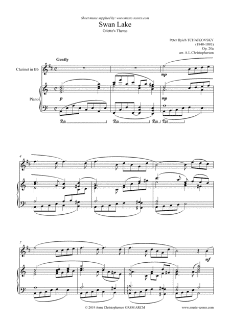 Swan Lake - Odette's Theme - Clarinet and Piano (arr. Anne L Christopherson GRSM ARCM)