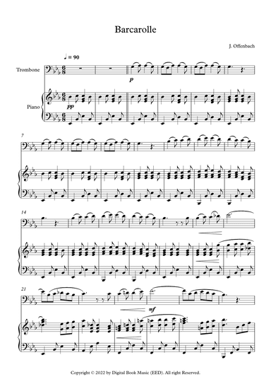 Barcarolle - Jacques Offenbach (Trombone + Piano) (arr. Digital Book Music)