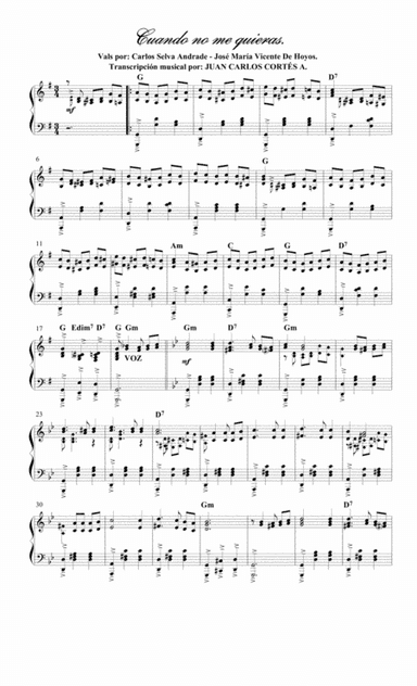 Cuando no me quieras. Carlos Selva Andrade y José María de Hoyos (arr. Juan Carlos Cortés A.)