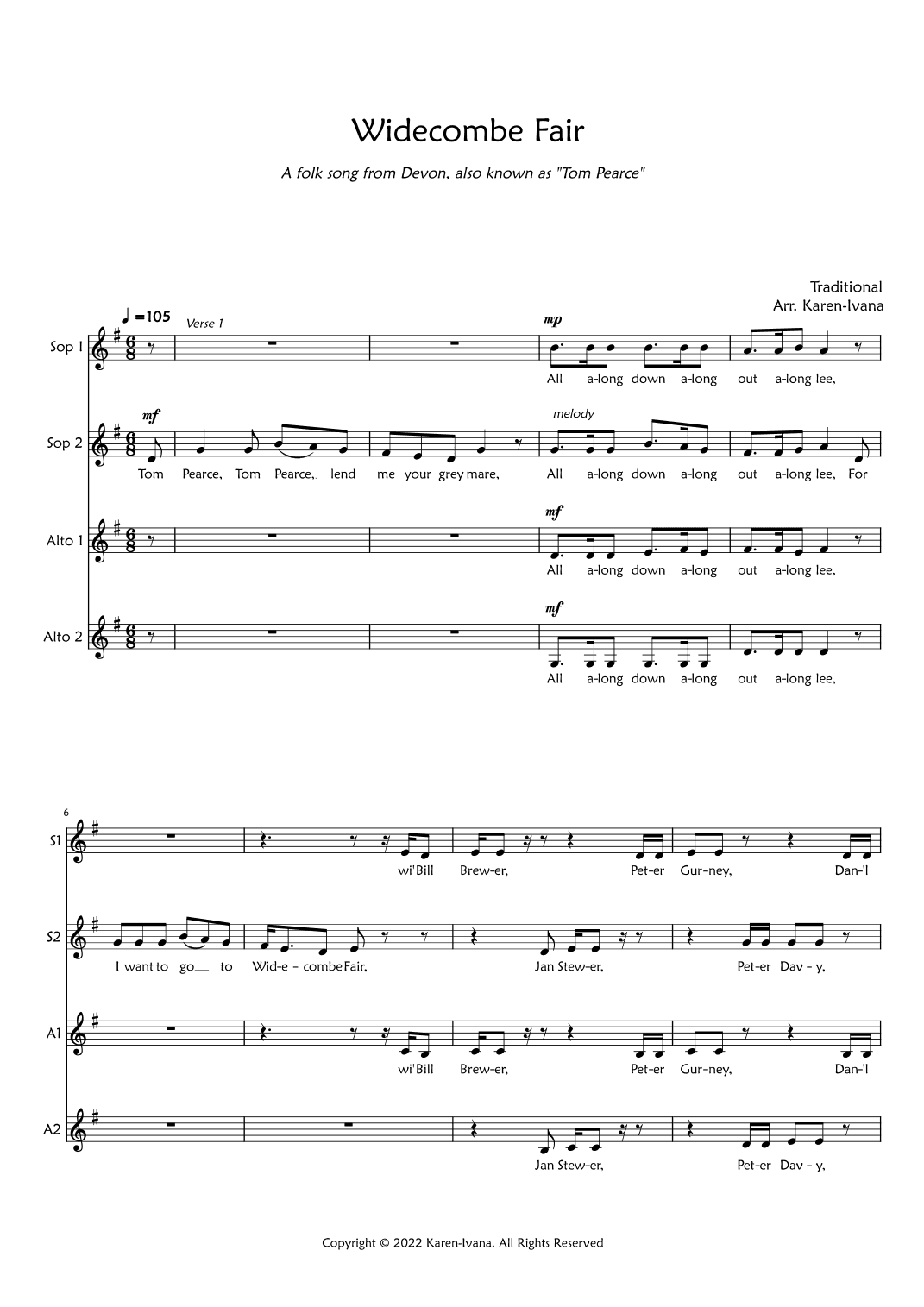 Widecombe Fair (arr. Karen Ivana)