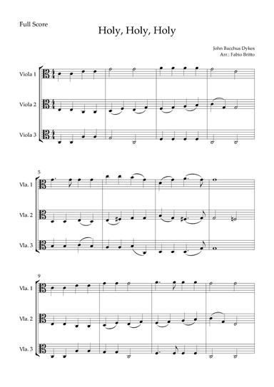 Holy, Holy, Holy (Traditional Christian Song) for Viola Trio (arr. Fabio Britto)