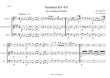 Variations KV 455 sur un thème de Gluck (arr. Eric Valdenaire)