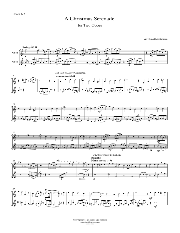 Christmas Serenade for 2 Oboes (arr. Daniel Léo Simpson)