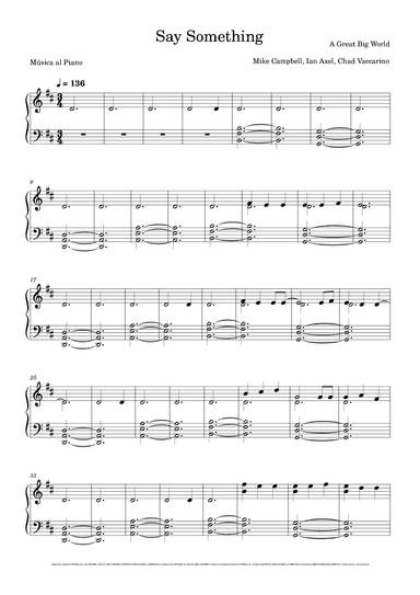 Say Something (arr. Música al Piano)