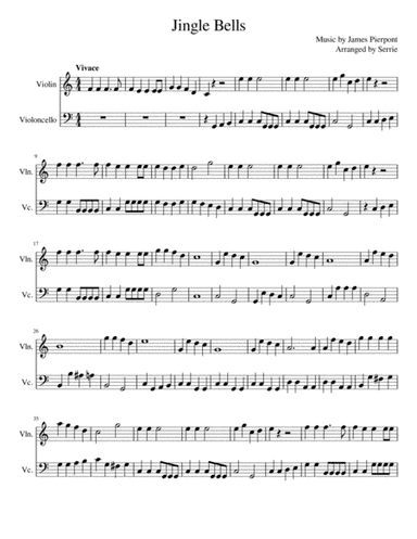Jingle Bells - Score for Violin and Cello (arr. Serrie)