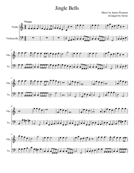 Jingle Bells - Score for Violin and Cello (arr. Serrie)