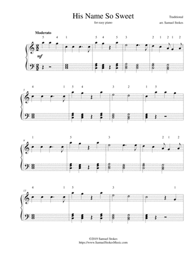 His Name So Sweet - for easy piano (arr. Samuel Stokes)