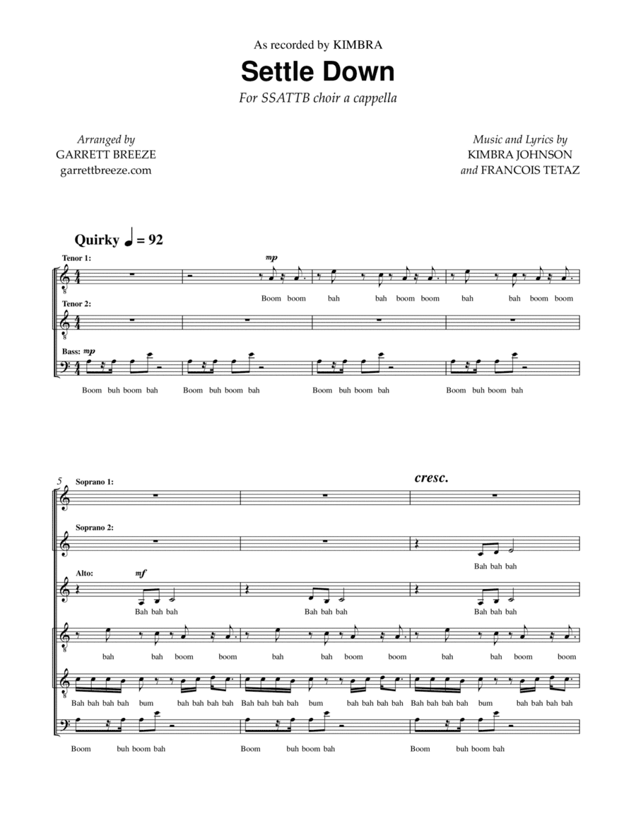 Settle Down (arr. Garrett Breeze)