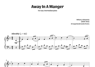 Away In A Manger (easy-intermediate piano – clean sheet music) (arr. Bernardo Pereira)