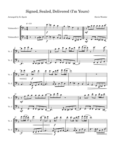 Signed, Sealed, Delivered I'm Yours (arr. K. Speck)
