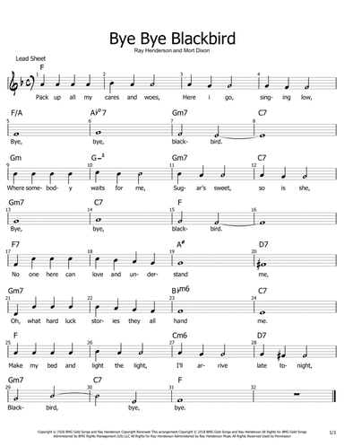 Bye Bye Blackbird (arr. Philip Jackson)