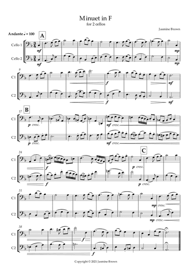 Minuet in F - Cello Duet