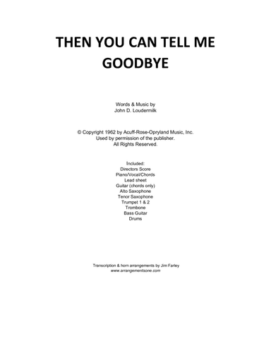 Then You Can Tell Me Goodbye (arr. Jim Farley www.arrangementsone.com)