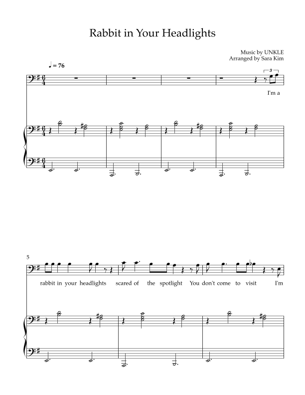 Rabbit In Your Headlights (instrumental) (arr. Sara Kim)