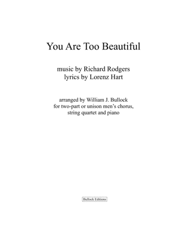 You Are Too Beautiful (arr. William J. Bullock)