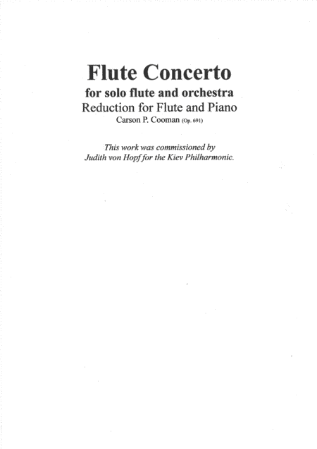 Carson Cooman: Flute Concerto, reductions for flute and piano