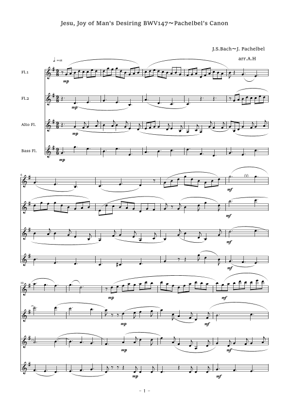 Jesu, Joy of Man's Desiring BWV147~Pachelbel's Canon (arr. Akemi Hirano)